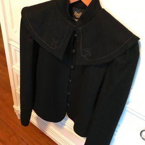 Vintage Panther Detachable Collar Black Jacket, Size 9/10
